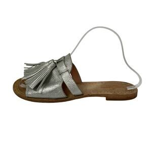 Kate Spade Silver New York Coby Women's Silver Tassel Flats Slides Sandals Sz 7